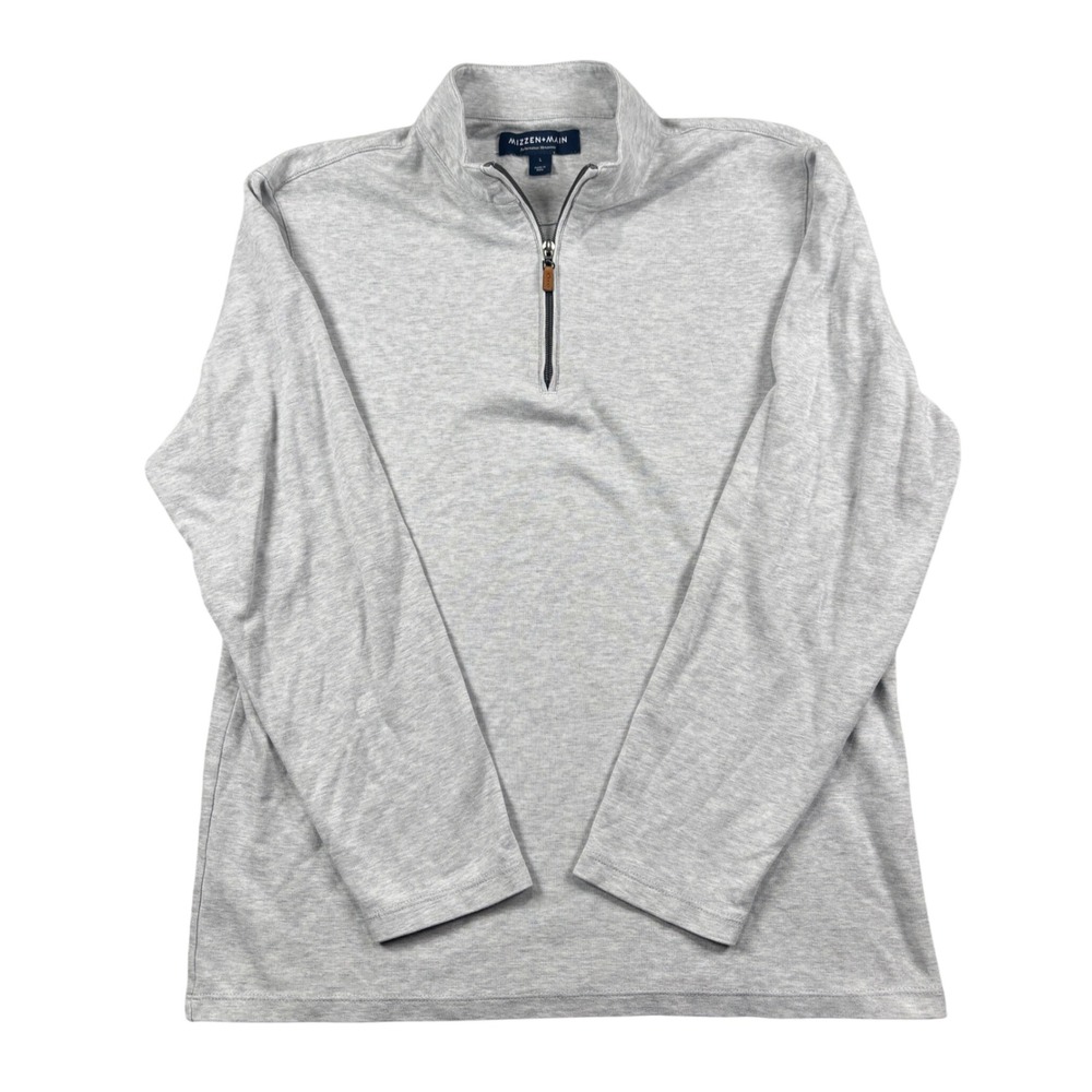 Mizzen+Main Pullover Men L Gray Performance Quarter Zip Heathered
